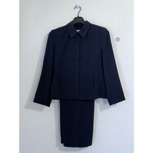 Vintage 90s Amanda Smith 2pc Pant Suit Blazer Set - navy Blue - Women’s Size 12